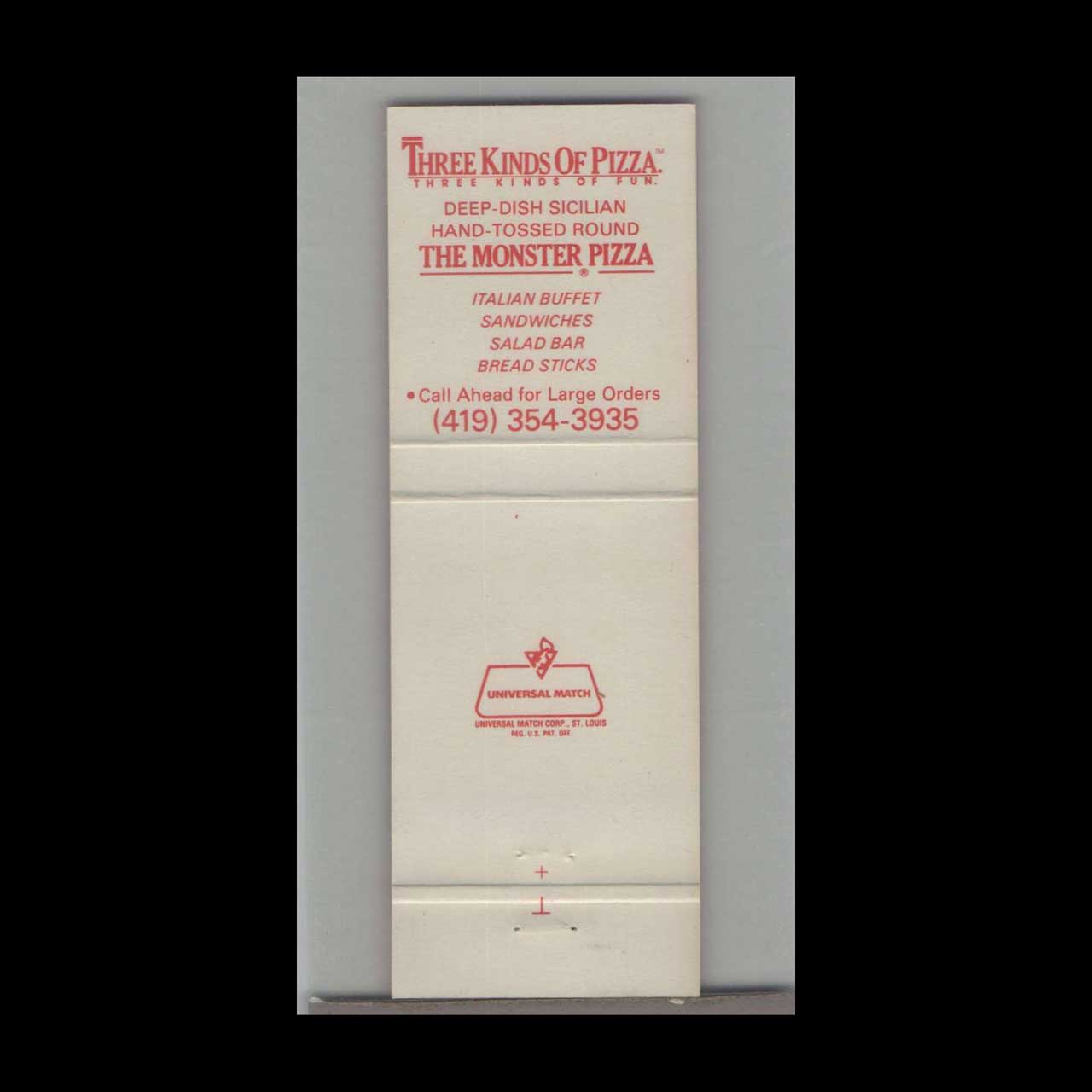 Noble Romans Pizza Bowling Green Matchbook Cover Noble Romans Pizza Bowling Green Matchbook Cover