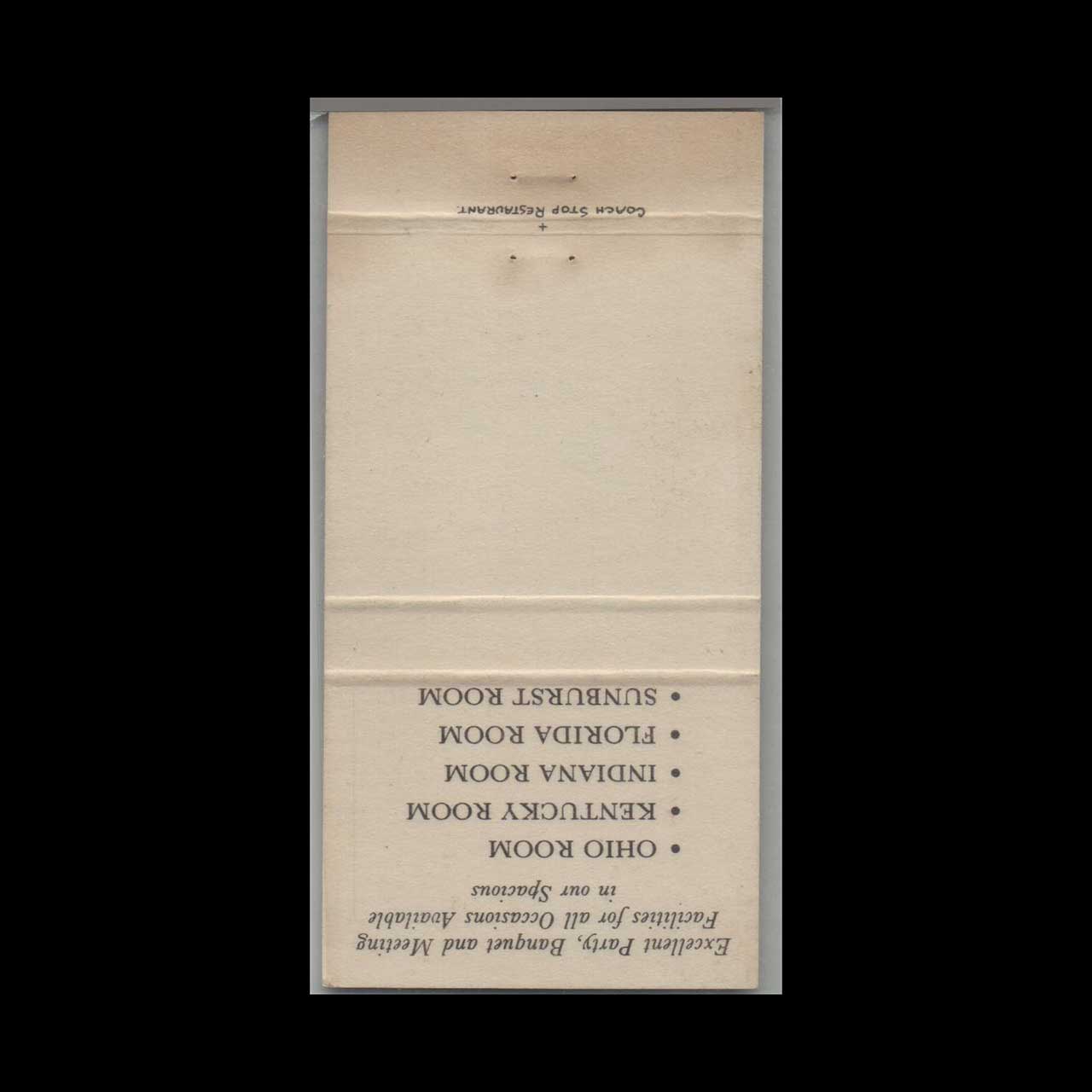 Coach Stop Restaurant Norwood Matchbook Cover Coach Stop Restaurant Norwood Matchbook Cover