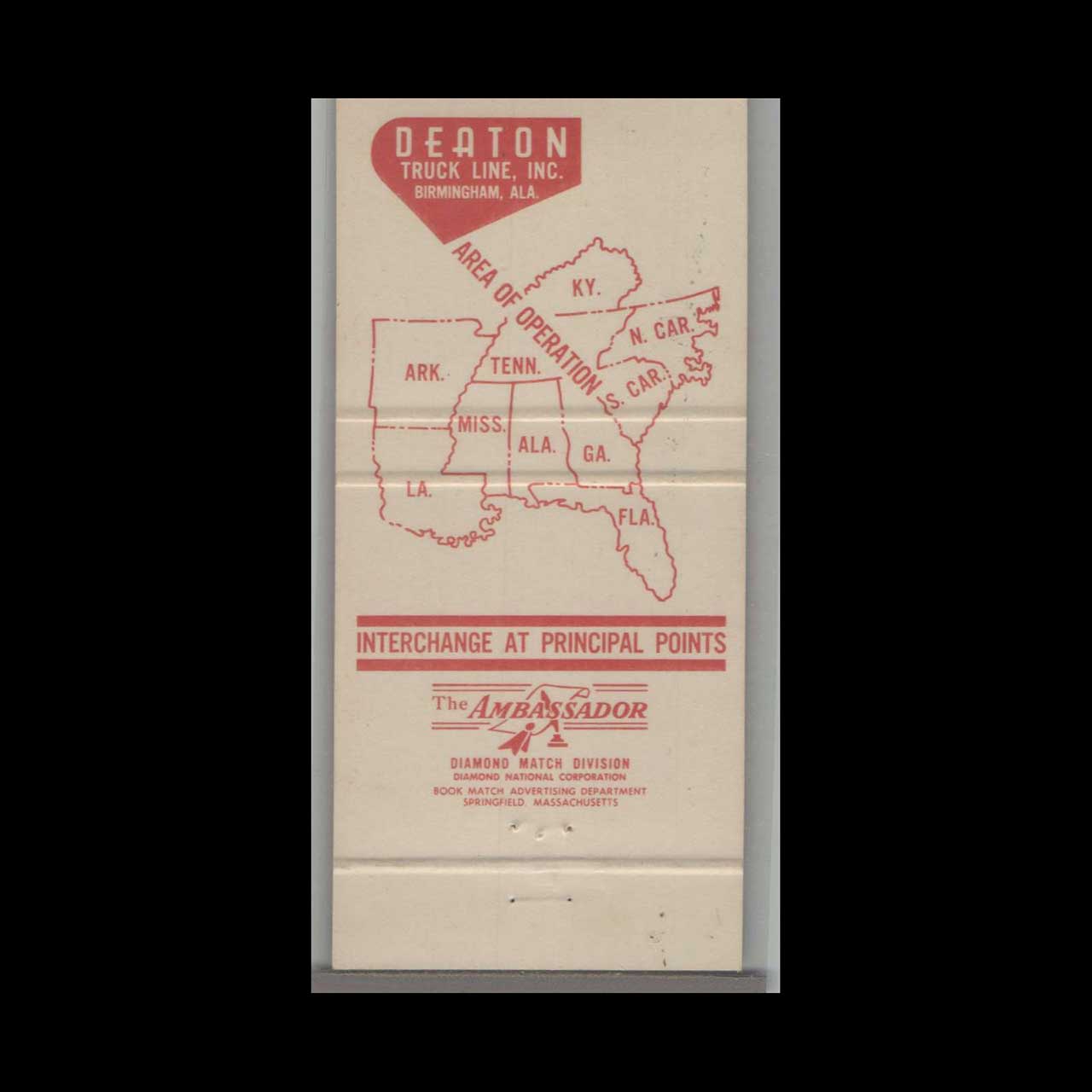 Deaton Truck Line Matchbook Cover Birmingham AL Deaton Truck Line Matchbook Cover Birmingham AL