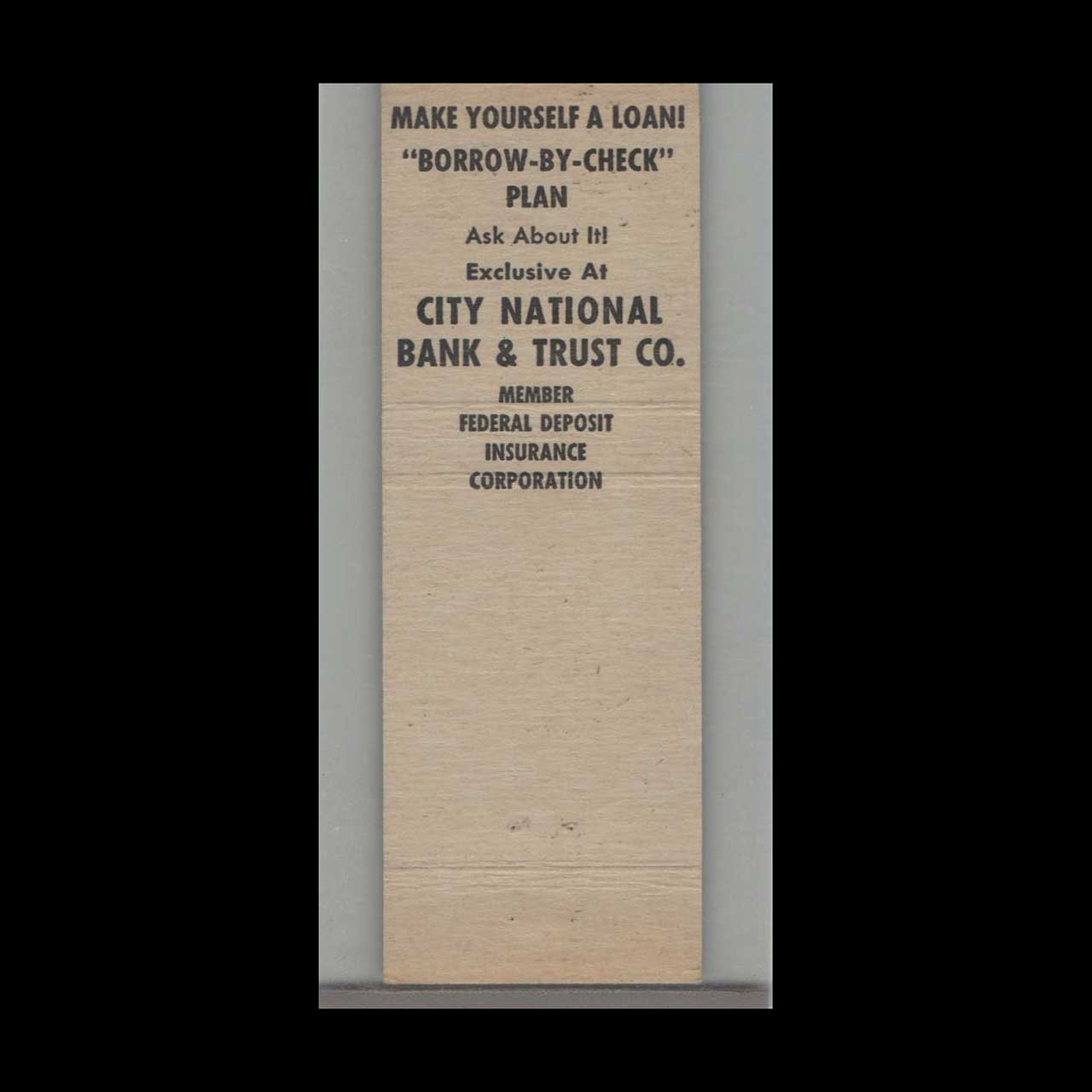 Matchbook Cover City National Bank Kansas City MO Matchbook Cover City National Bank Kansas City MO