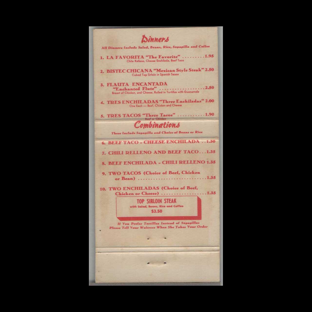 Miguels Mexican Food Matchbook Cover Reno NV Miguels Mexican Food Matchbook Cover Reno NV