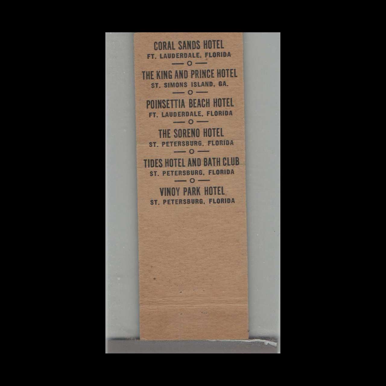 Matchbook Cover Holiday Hotel Ft Lauderdale FL Matchbook Cover Holiday Hotel Ft Lauderdale FL