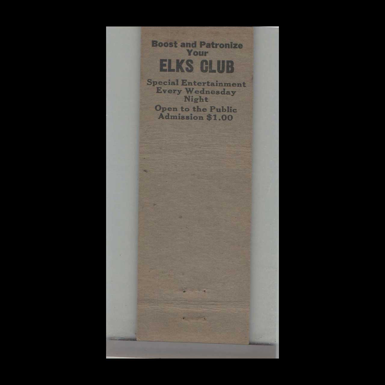 BPOE Elks Lodge No 8 Louisville Matchbook Cover BPOE Elks Lodge No 8 Louisville Matchbook Cover