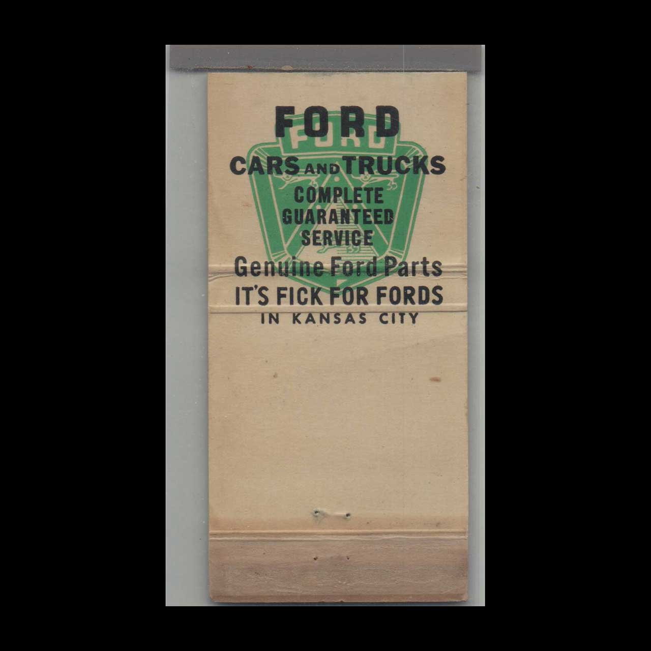Ford Dealer Rudy Fick Matchbook Cover Kansas City MO Ford Dealer Rudy Fick Matchbook Cover Kansas City MO