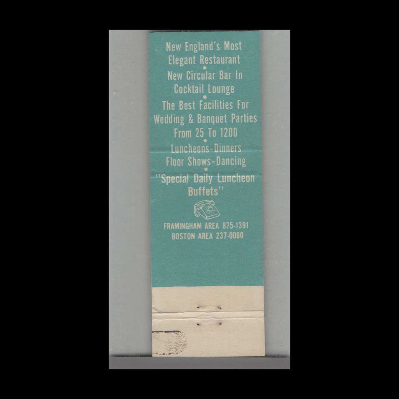 Monticello Restaurant Matchcover Framingham MA Monticello Restaurant Matchcover Framingham MA