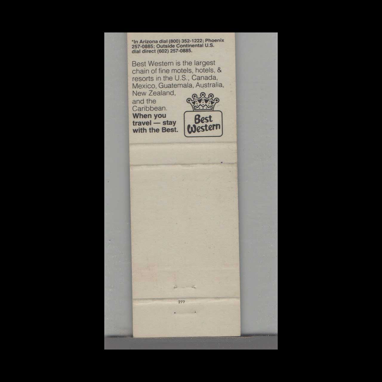 Military Fort Atkinson WI Best Western Motel Matchbook Cover Military Fort Atkinson WI Best Western Motel Matchbook Cover