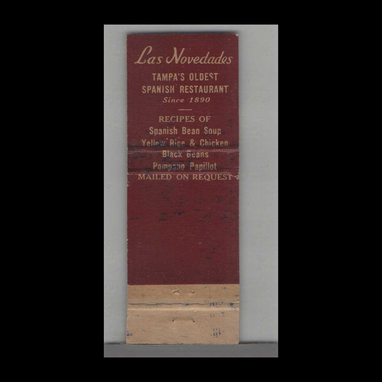Matchbook Cover Florida Las Novedades Spanish Restaurant Daytona Beach FL Matchbook Cover Florida Las Novedades Spanish Restaurant Daytona Beach FL
