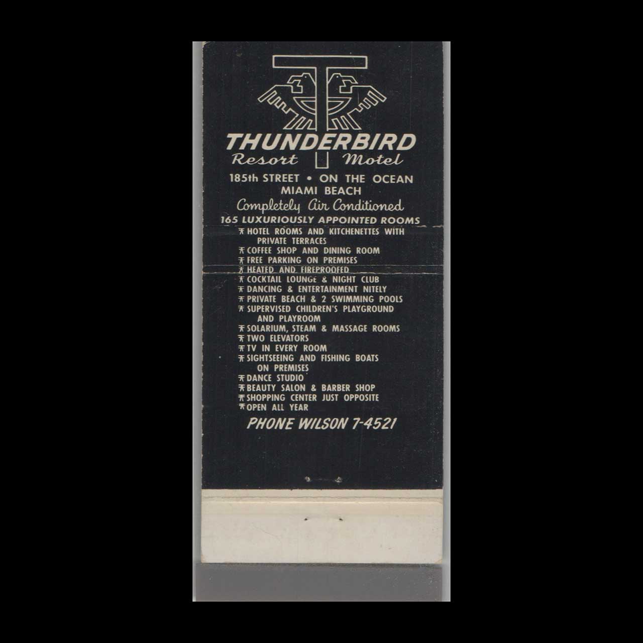 Matchbook Cover Thunderbird Resort Motel Miami Beach FL Matchbook Cover Thunderbird Resort Motel Miami Beach FL