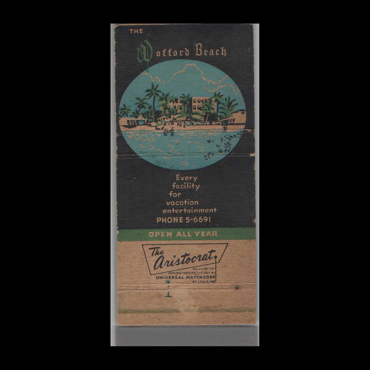 Matchbook Cover Wofford Beach Hotel Miami Beach FL Matchbook Cover Wofford Beach Hotel Miami Beach FL