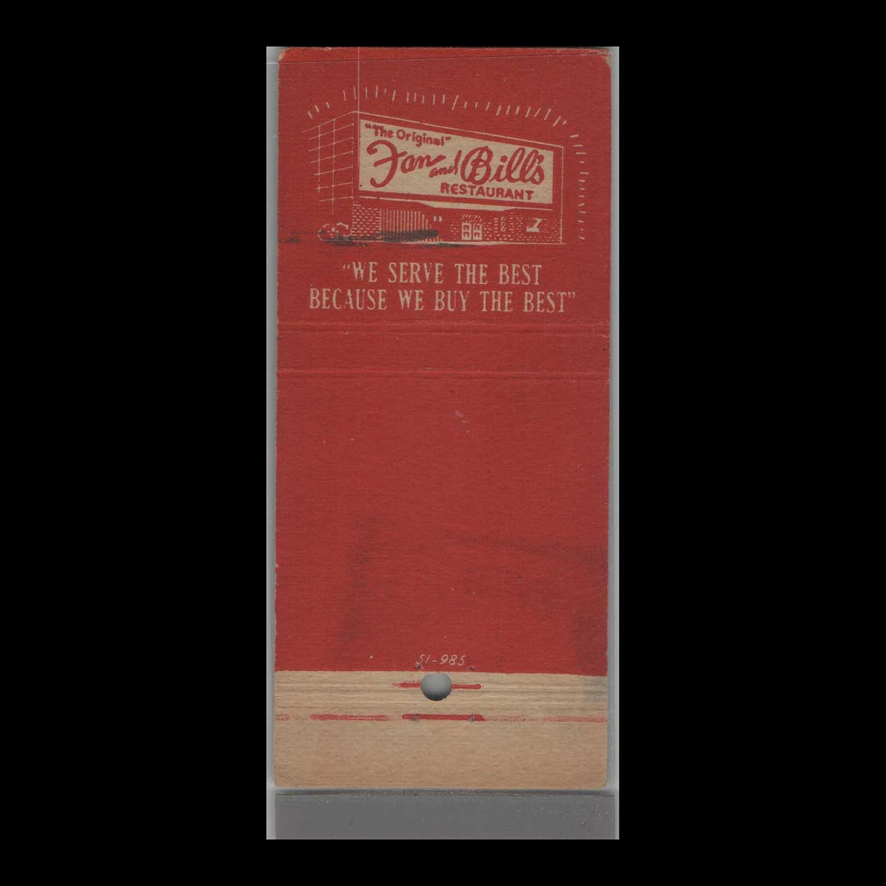 Bills Plank Steak Miami Beach Matchbook Cover Bills Plank Steak Miami Beach Matchbook Cover