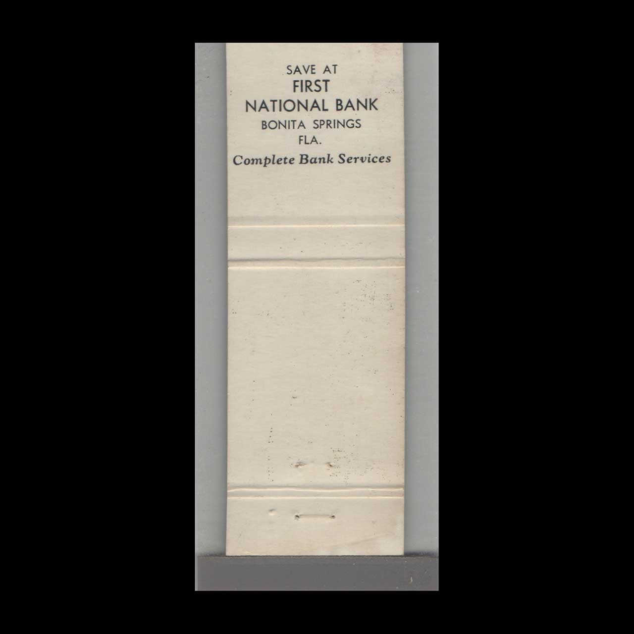 Matchbook Cover First National Bank Bonita Springs FL Matchbook Cover First National Bank Bonita Springs FL