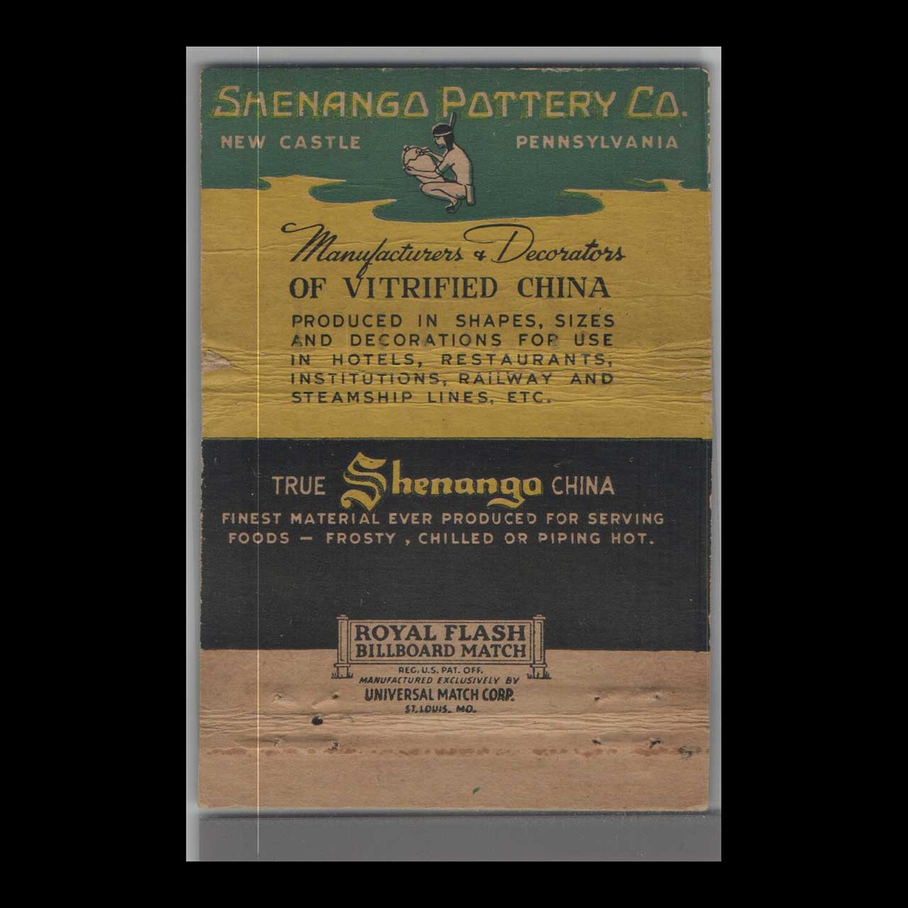 Royal Flash Shenango China Matchbook Cover John C Gordon Royal Flash Shenango China Matchbook Cover John C Gordon