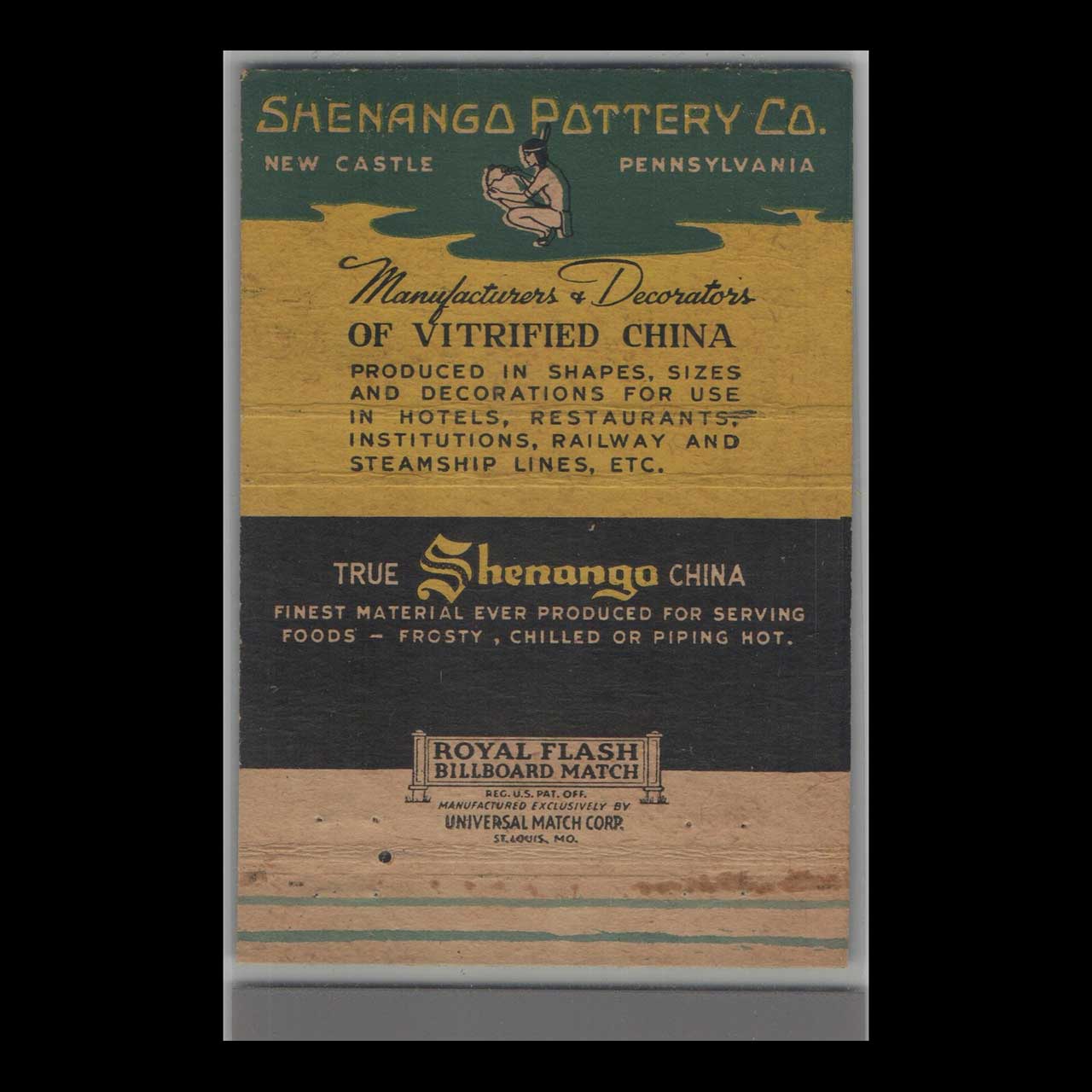 Royal Flash Shenango China Matchbook Cover Akron Ohio Royal Flash Shenango China Matchbook Cover Akron Ohio