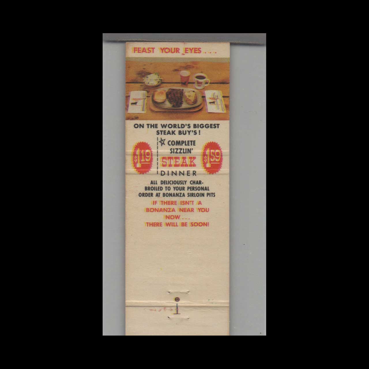 Bonanza Sirloin Pit #261 South Bend Matchbook Cover Bonanza Sirloin Pit #261 South Bend Matchbook Cover
