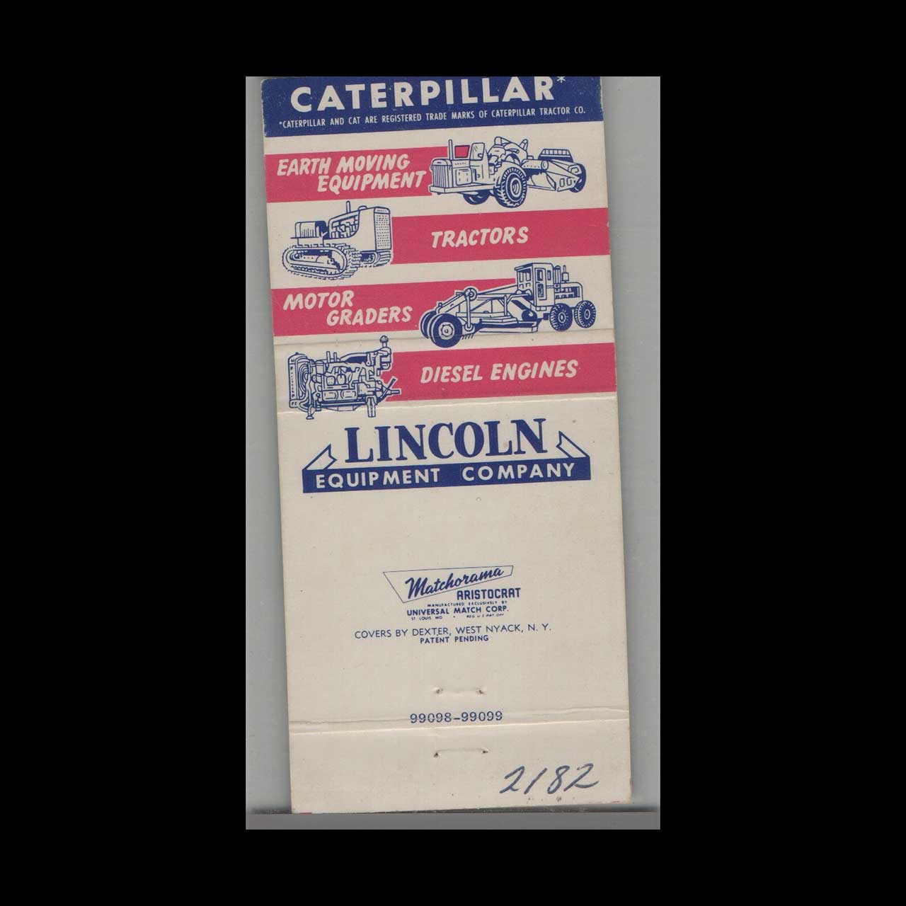 Matchbook Cover Lincoln Equipment Co Caterpillar Lincoln NE Matchbook Cover Lincoln Equipment Co Caterpillar Lincoln NE
