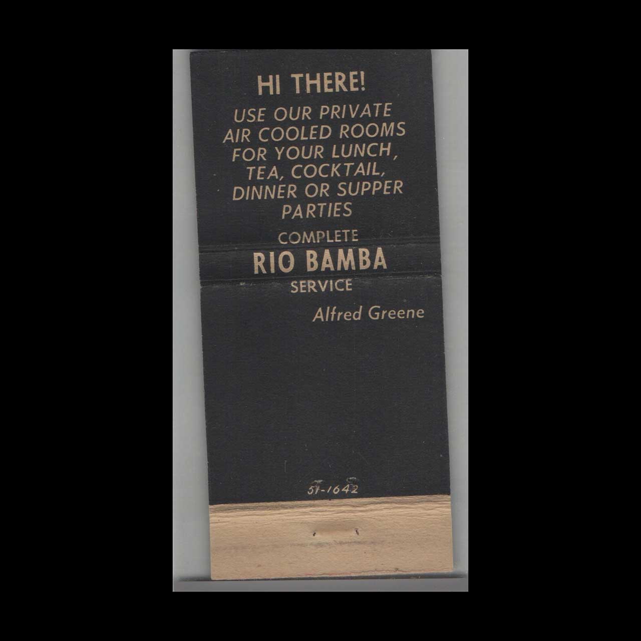 Matchbook Cover Rio Bamba Night Club Rochester NY Matchbook Cover Rio Bamba Night Club Rochester NY