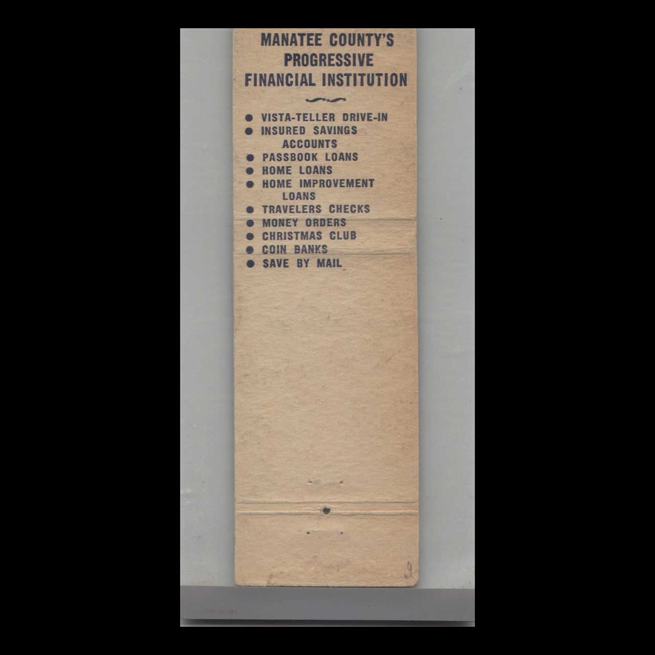 Matchbook Cover Florida Palmetto Federal Savings & Loan Association Palmetto Matchbook Cover Florida Palmetto Federal Savings & Loan Association Palmetto