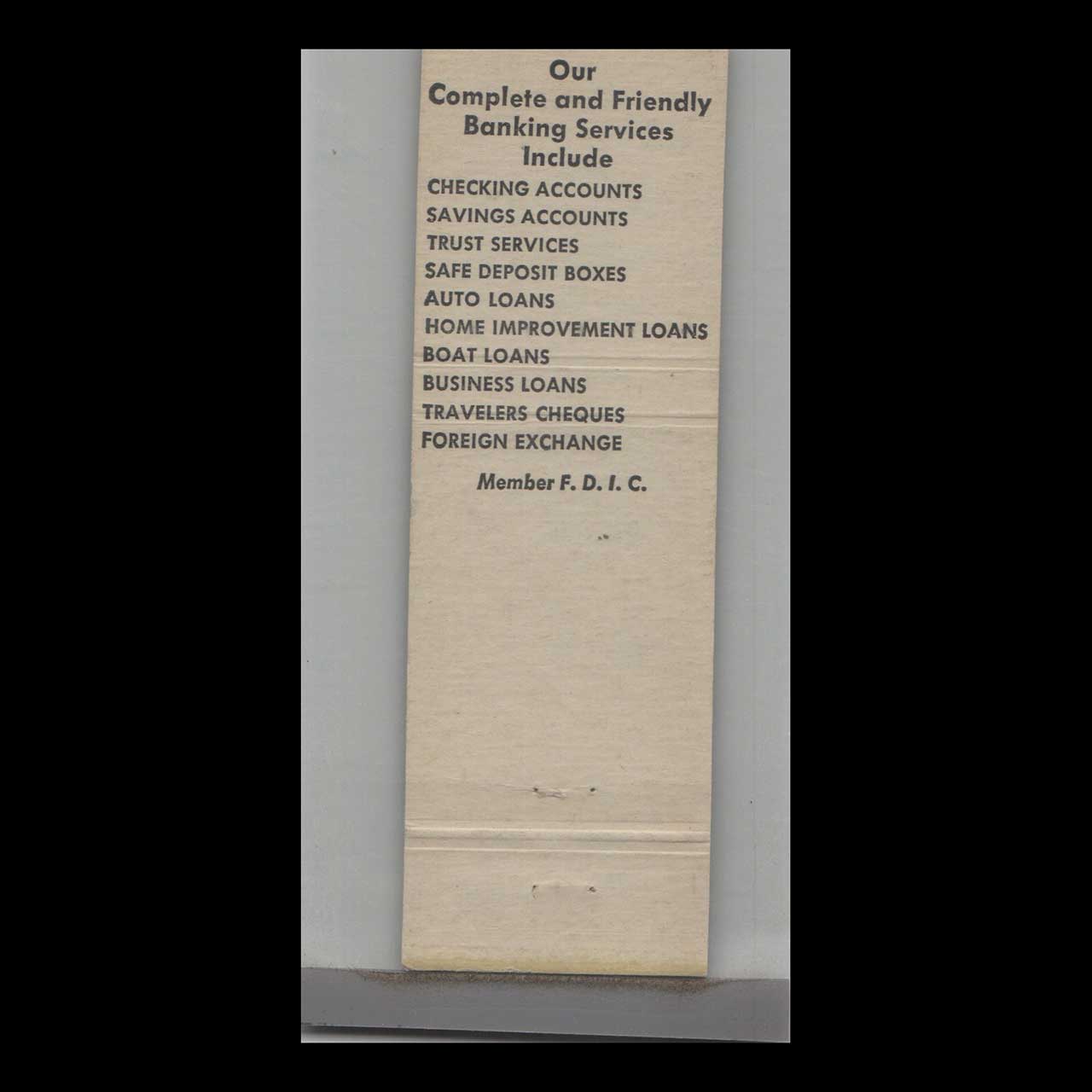 Matchbook Cover Florida First National Bank In Fort Lauderdale FL Matchbook Cover Florida First National Bank In Fort Lauderdale FL