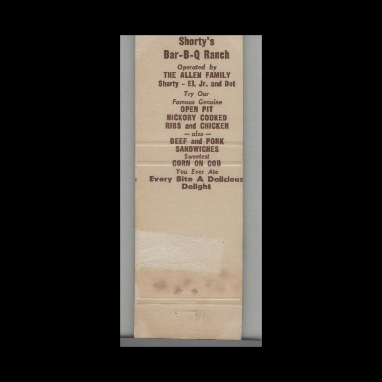 Florida Shortys Bar B Q Ranch Matchbook Cover Miami Florida Shortys Bar B Q Ranch Matchbook Cover Miami