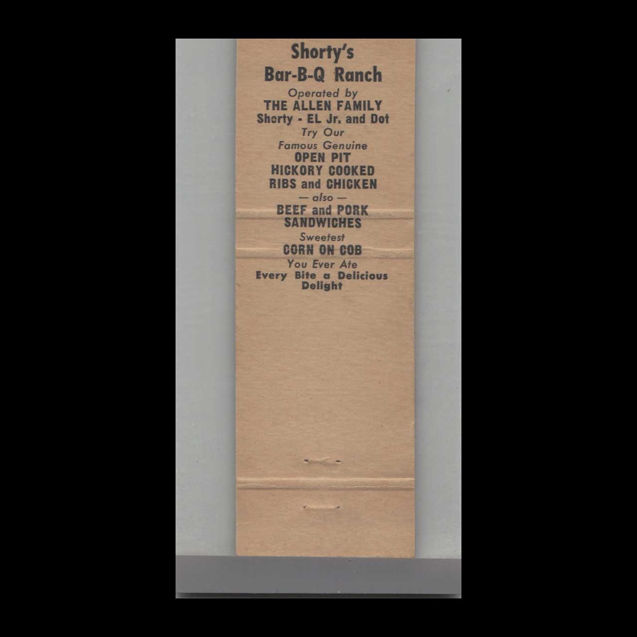 Florida Shortys Bar B Q Ranch Matchbook Cover Miami Florida Shortys Bar B Q Ranch Matchbook Cover Miami