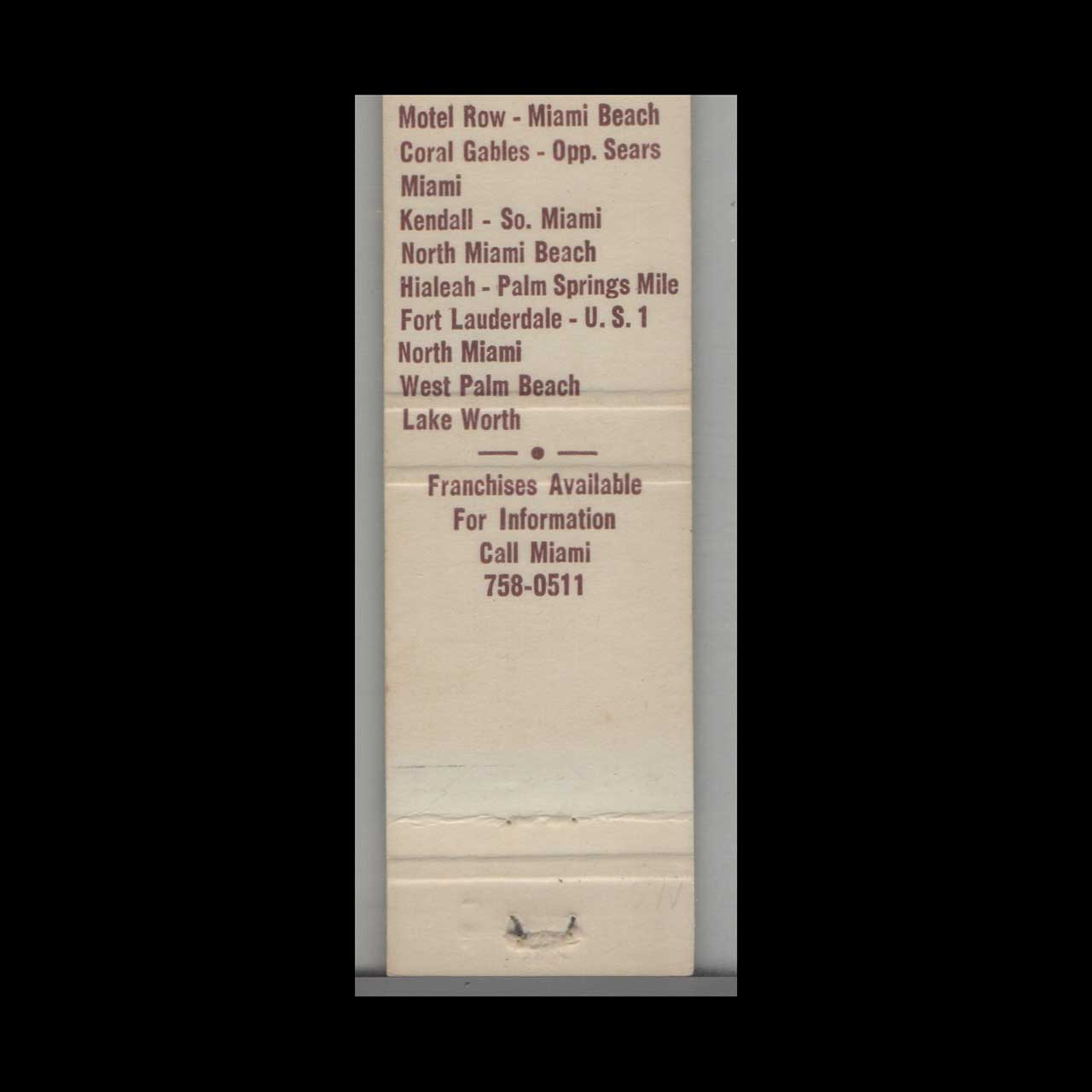 Florida Black Angus Restaurant Matchbook Cover Florida Black Angus Restaurant Matchbook Cover