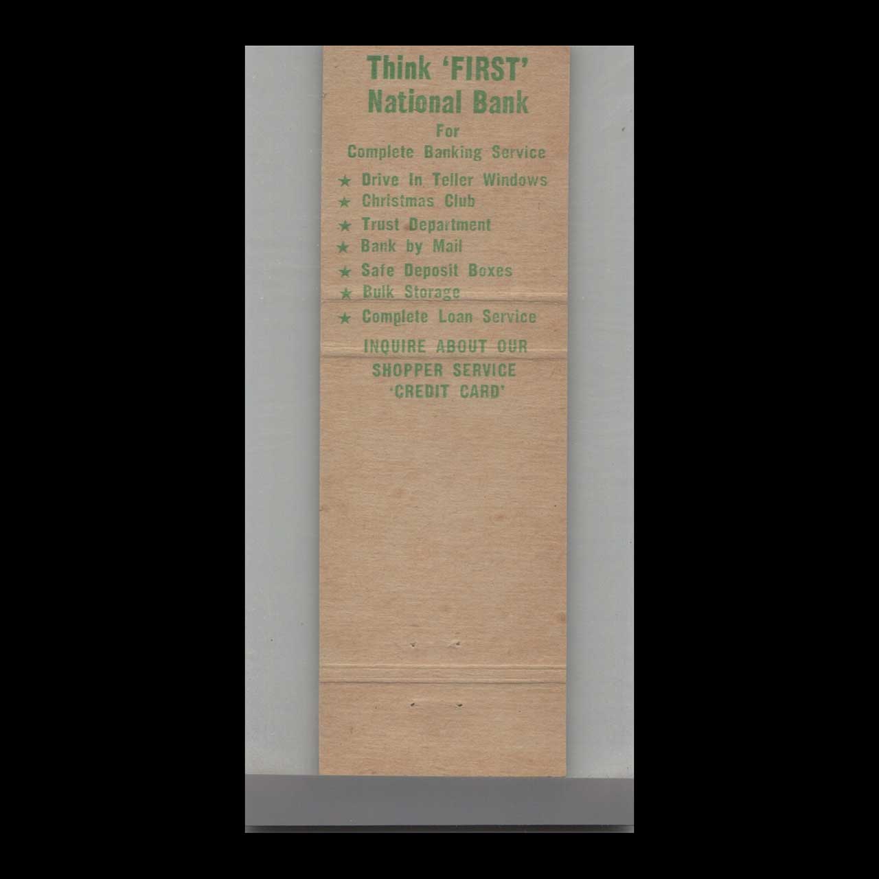 Matchbook Cover Florida First National Bank Of Delray Beach FL Matchbook Cover Florida First National Bank Of Delray Beach FL