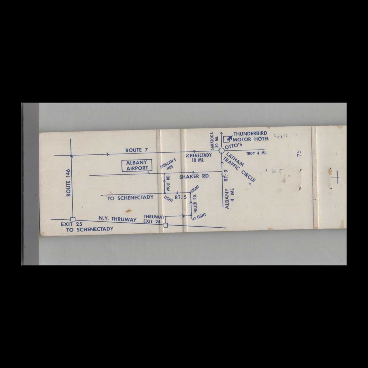 Matchbook Cover Thunderbird Motor Hotel Latham NY Matchbook Cover Thunderbird Motor Hotel Latham NY