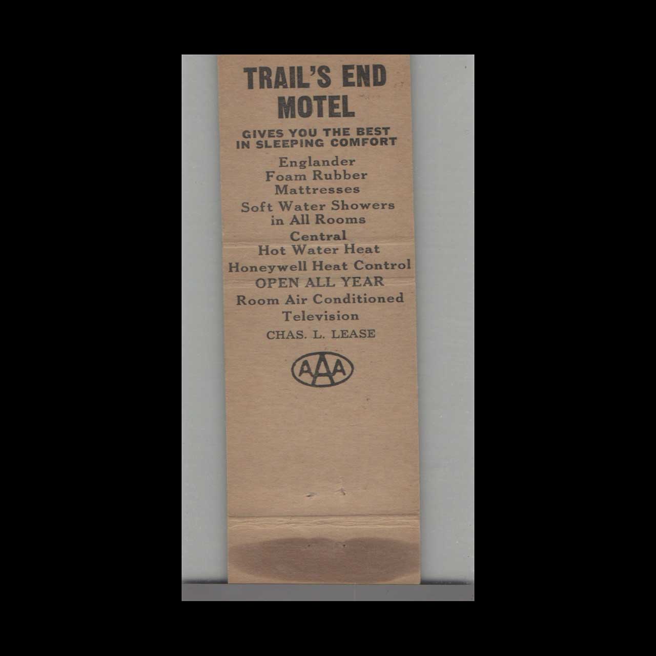 Trails End Motel Matchbook Cover Madison WI Trails End Motel Matchbook Cover Madison WI