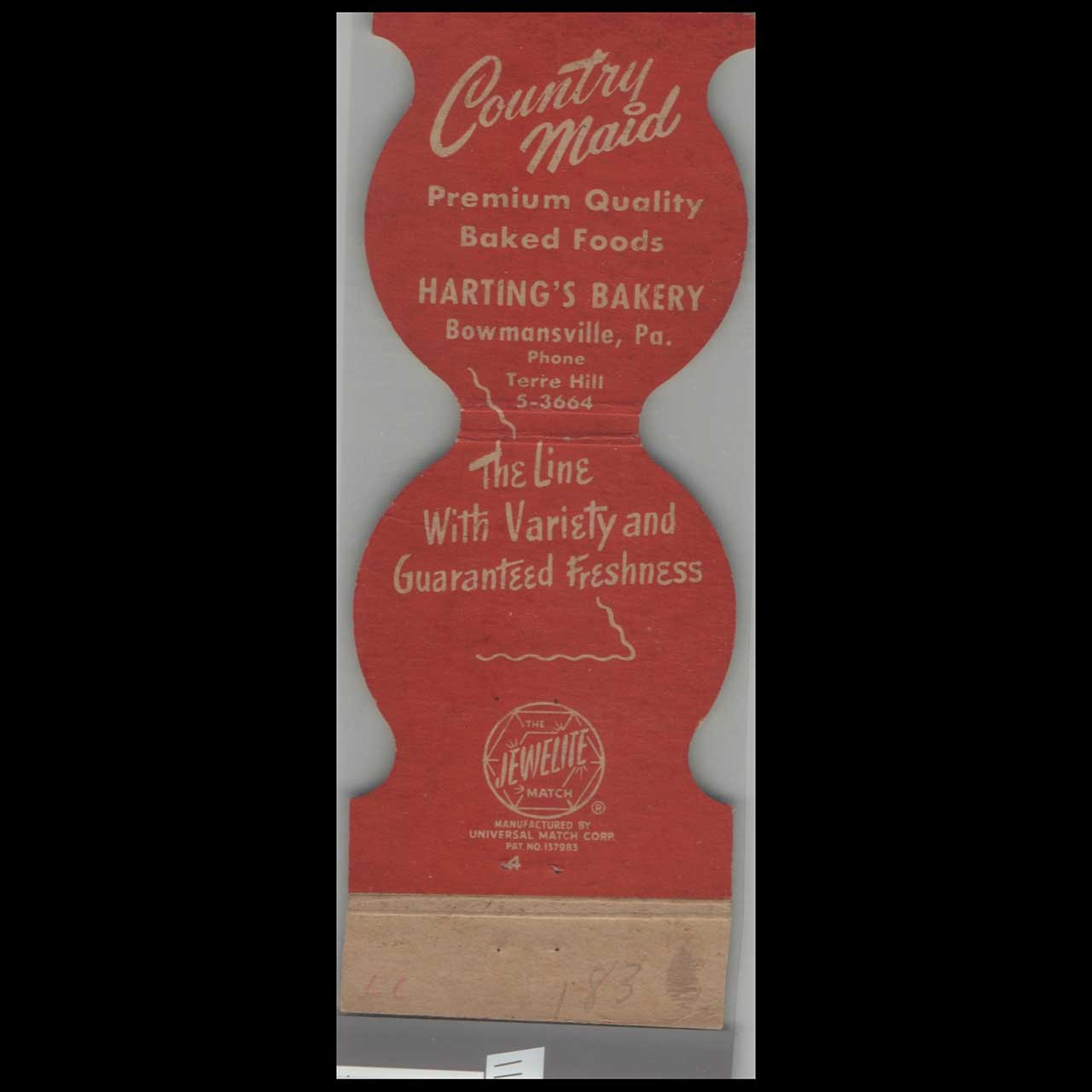 Matchbook Cover Country Maid Bread Hartlings Bakery Bowmansville PA Matchbook Cover Country Maid Bread Hartlings Bakery Bowmansville PA