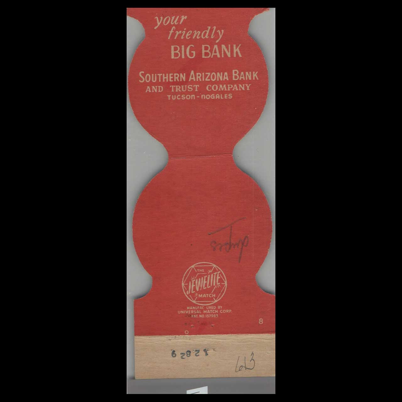 Matchbook Cover Southern Arizona Bank And Trust Co Tucson AZ Matchbook Cover Southern Arizona Bank And Trust Co Tucson AZ