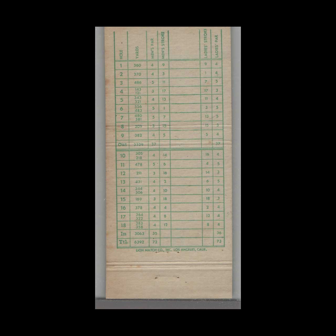 Arrowhead Country Club Matchbook Cover San Bernardino CA Arrowhead Country Club Matchbook Cover San Bernardino CA