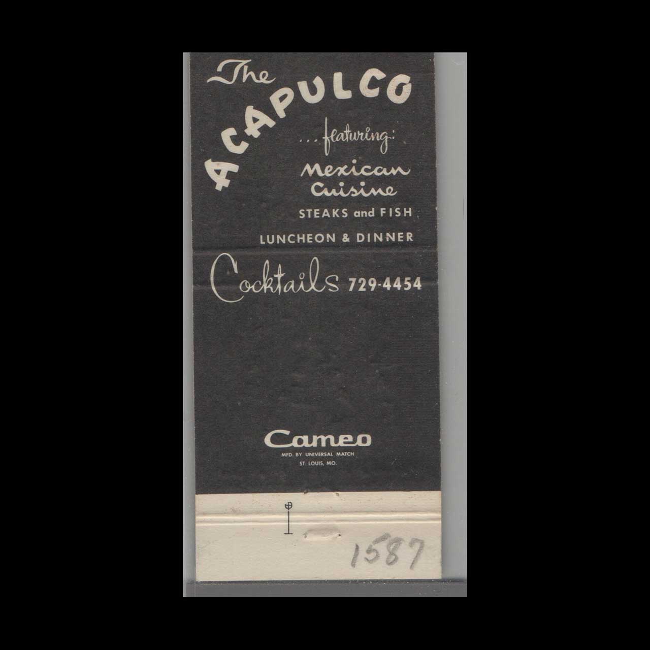 The Acapulco Mexican Cuisine Matchbook Cover Oceanside CA The Acapulco Mexican Cuisine Matchbook Cover Oceanside CA