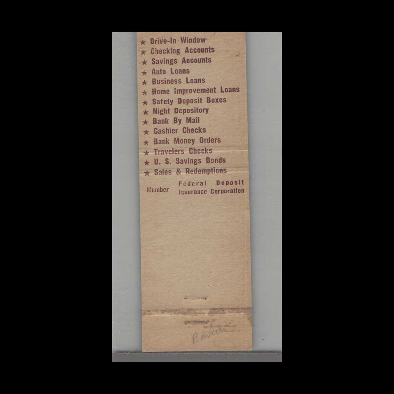 Matchbook Cover Sarasota FL Trail National Bank Full Length Check Matchbook Cover Sarasota FL Trail National Bank Full Length Check