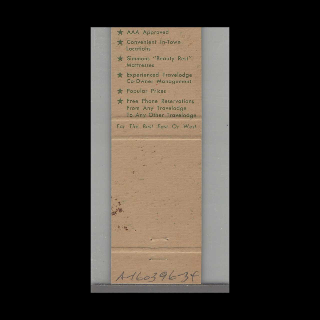 Matchbook Cover Sarasota FL Travelodge Motel Sleepy Bear Matchbook Cover Sarasota FL Travelodge Motel Sleepy Bear