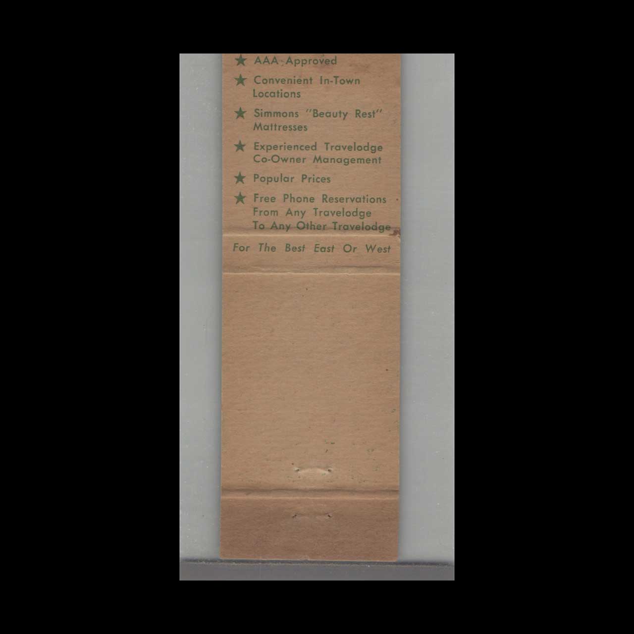 Matchbook Cover Sarasota FL Travelodge Motel Sleepy Bear Matchbook Cover Sarasota FL Travelodge Motel Sleepy Bear