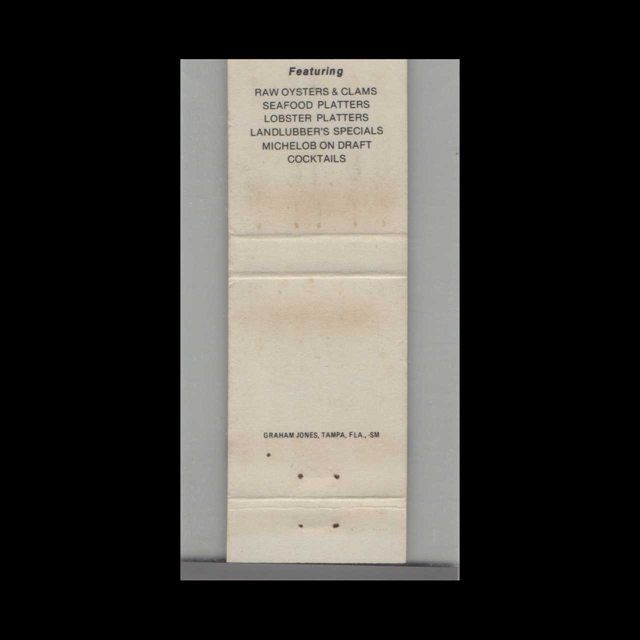 Matchbook Cover Sarasota FL The Original Oyster Bars Matchbook Cover Sarasota FL The Original Oyster Bars