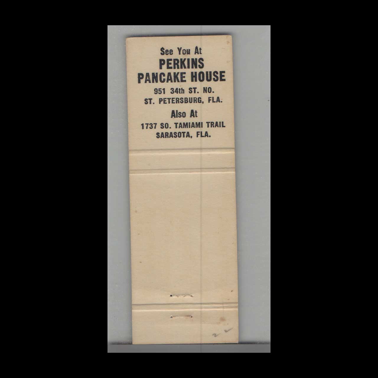 Matchbook Cover Sarasota FL Perkins Pancake House Matchbook Cover Sarasota FL Perkins Pancake House