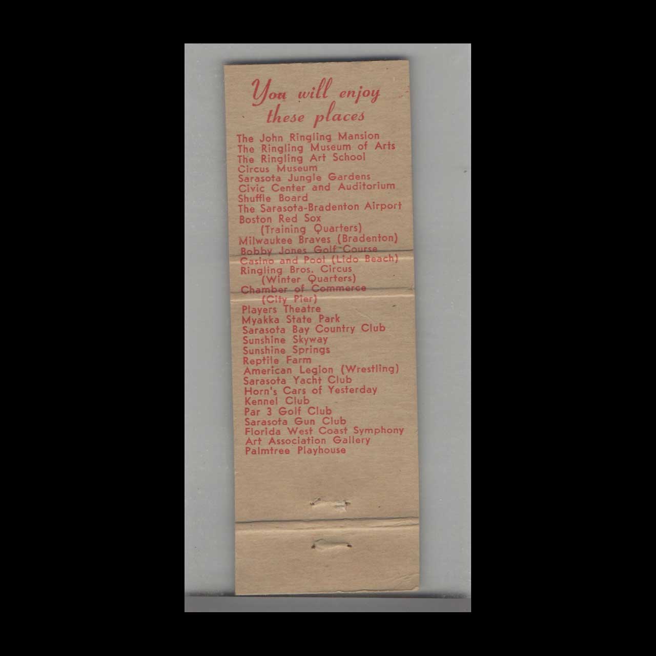 Matchbook Cover Sarasota FL Plaza Restaurant Matchbook Cover Sarasota FL Plaza Restaurant