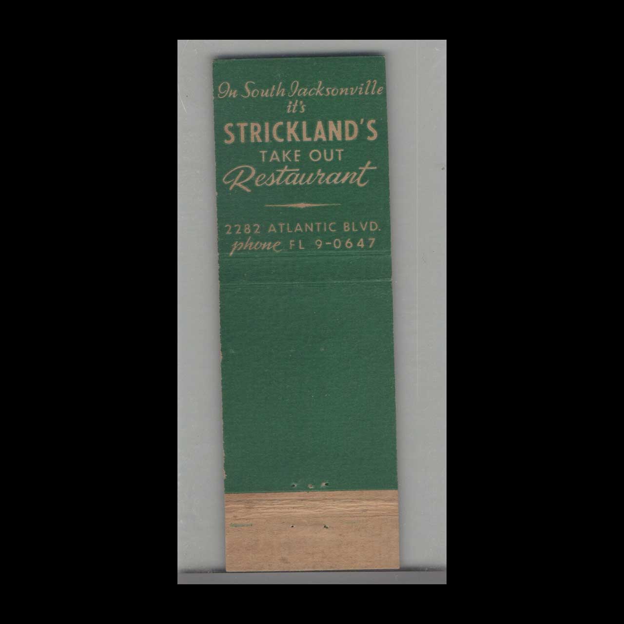 Stricklands Sea Food Mayport Matchbook Cover Stricklands Sea Food Mayport Matchbook Cover