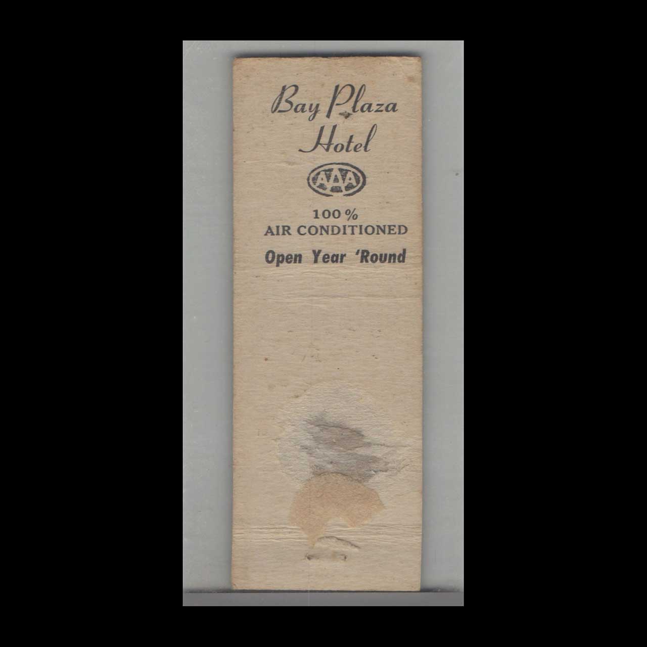 Matchbook Cover Bay Plaza Hotel St Petersburg FL Matchbook Cover Bay Plaza Hotel St Petersburg FL