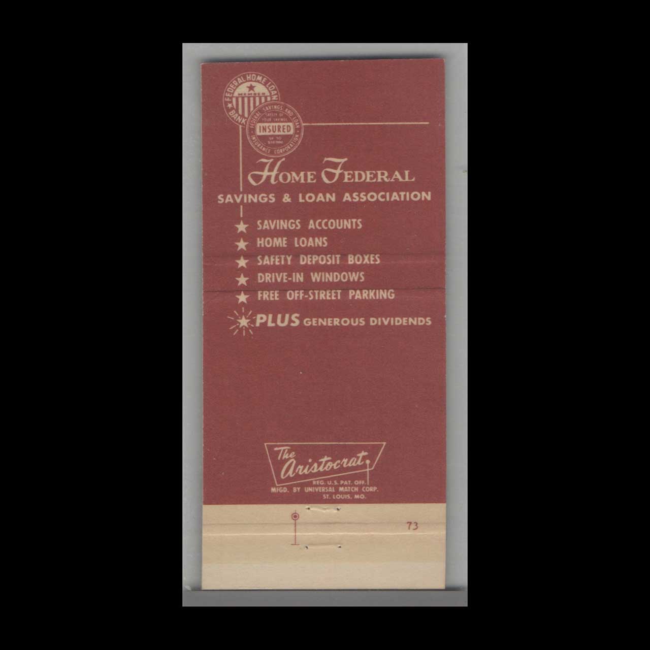 Matchbook Cover Florida Home Federal Savings & Loan St Petersburg FL Matchbook Cover Florida Home Federal Savings & Loan St Petersburg FL