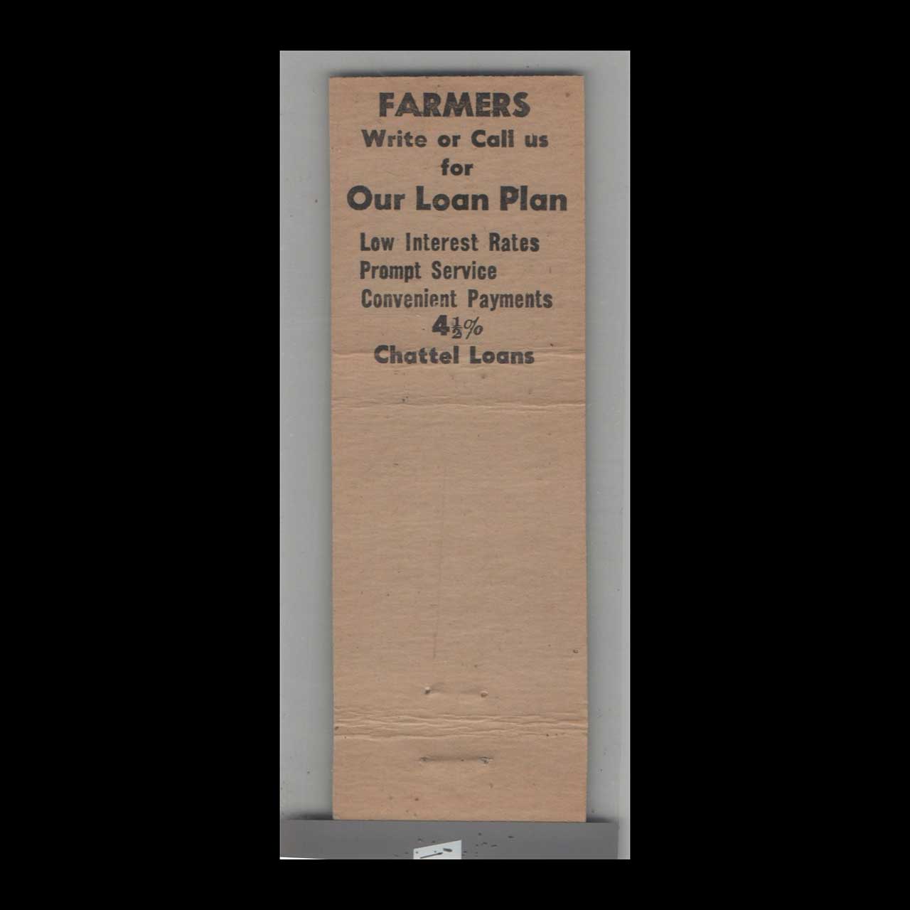 Matchbook Cover Southern Wisconsin Cattle Credit Co Madison WI Matchbook Cover Southern Wisconsin Cattle Credit Co Madison WI
