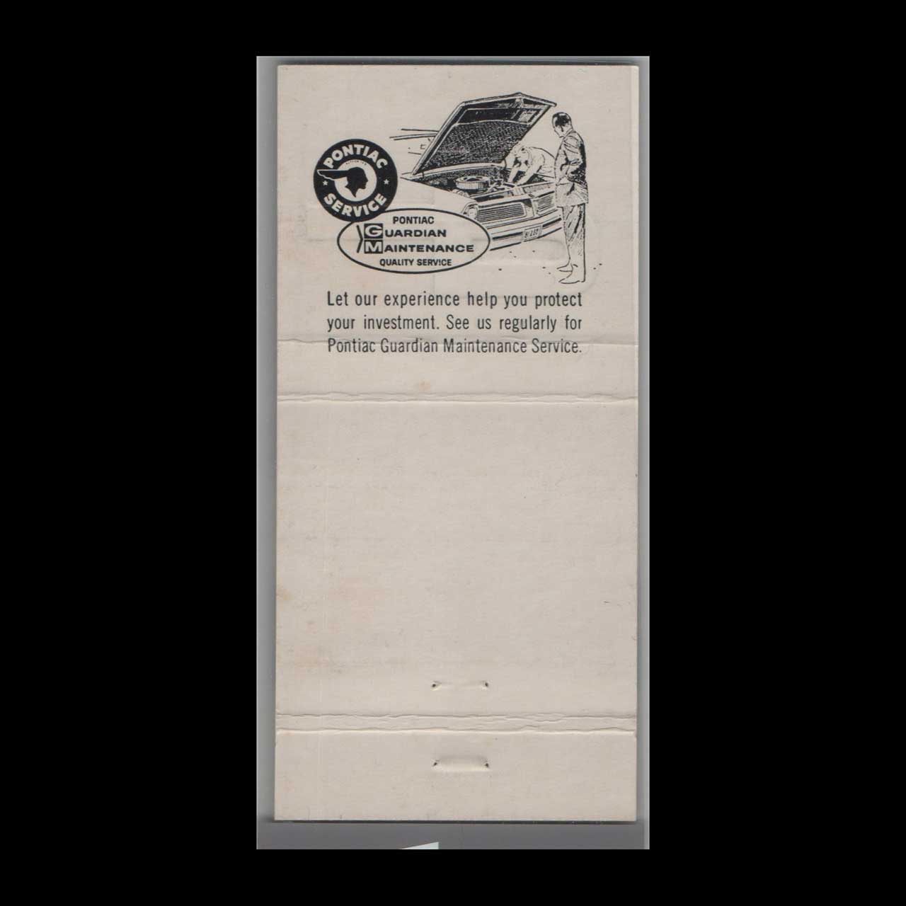 Pontiac Tempest Caravan Gold Matchbook Cover Pontiac Tempest Caravan Gold Matchbook Cover