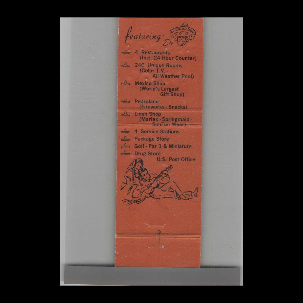 Pedros South Of The Border Matchbook Cover Dillon SC Pedros South Of The Border Matchbook Cover Dillon SC