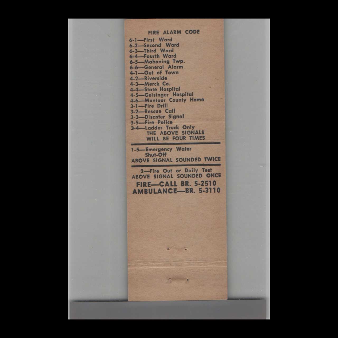 Friendship Fire Co #1 Danville PA Matchbook Cover Friendship Fire Co #1 Danville PA Matchbook Cover