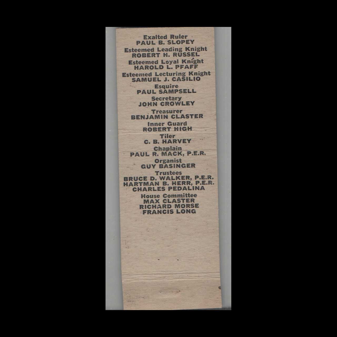 BPOE Elks Lodge No 182 Matchbook Cover Lock Haven PA BPOE Elks Lodge No 182 Matchbook Cover Lock Haven PA