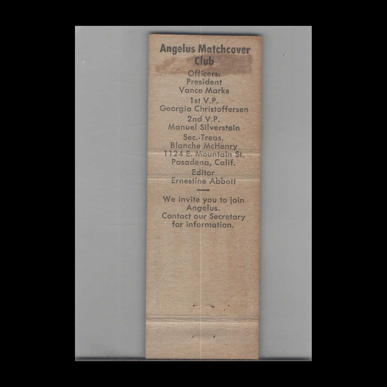 1965 RMS Convention Matchbook Cover London Ontario 1965 RMS Convention Matchbook Cover London Ontario