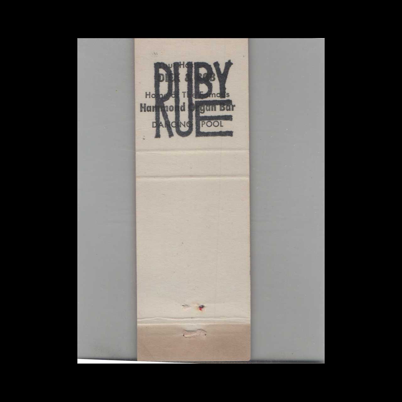 Matchbook Cover Ruby Rue Dancing Pool Inglewood CA Matchbook Cover Ruby Rue Dancing Pool Inglewood CA