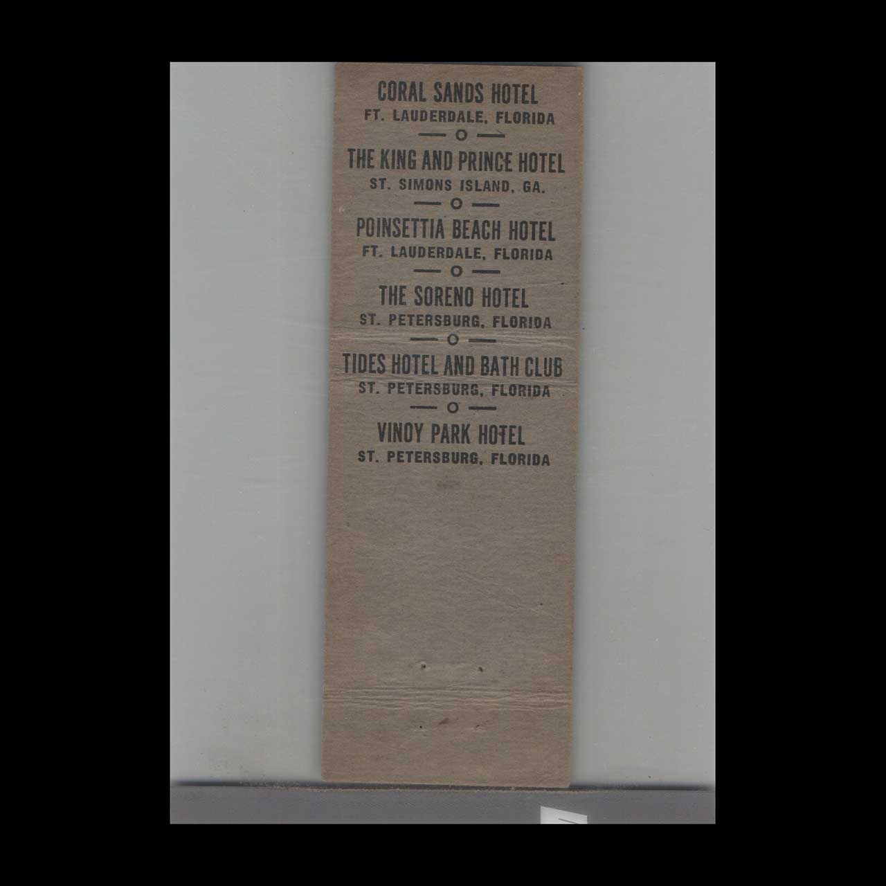 Matchbook Cover Holiday Hotel Fort Lauderdale FL Matchbook Cover Holiday Hotel Fort Lauderdale FL