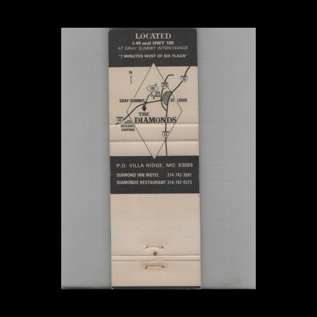 Matchbook Cover Diamond Inn Motel Villa Ridge MO Matchbook Cover Diamond Inn Motel Villa Ridge MO